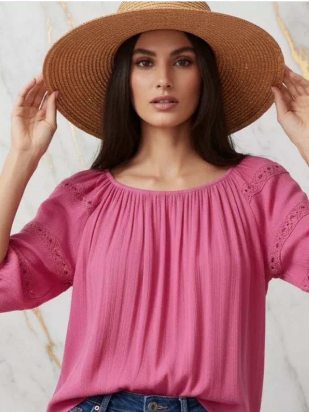 LOFT Mauve Linen Lightweight Peasant Blouse Women’s Boho Festival